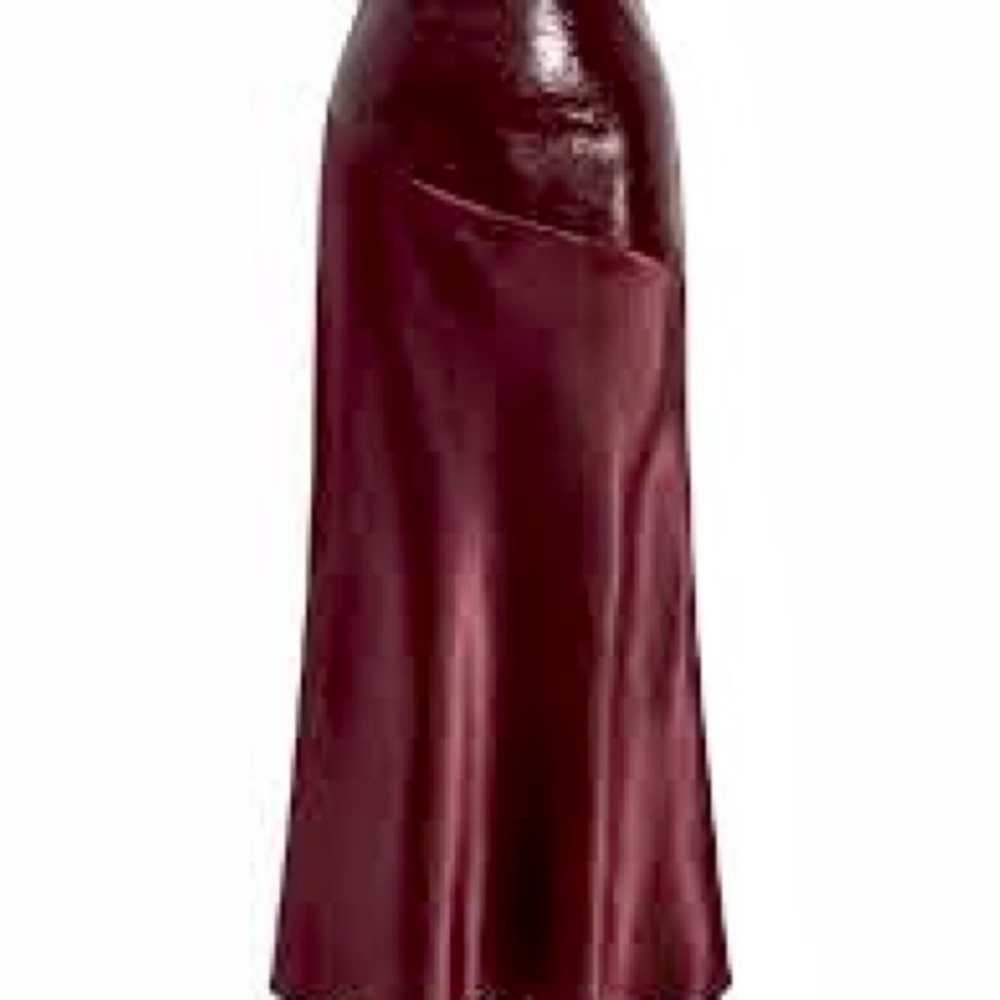 NWT Commence Burgundy Faux Leather Panel Satin Skirt - Small